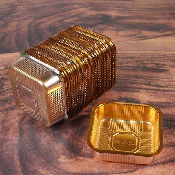 100 st gula månkakeformar, äggulekexhållare, bakverksförpackningslåda, festpresentdekoration