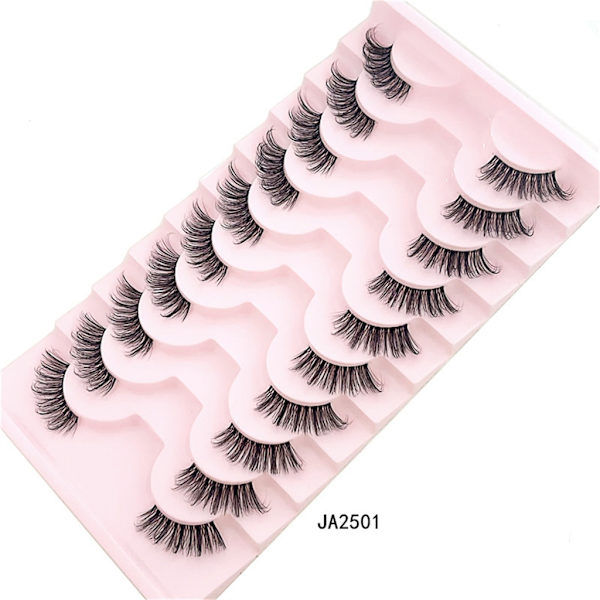 Halvfransar Naturligt utseende Wispy Cat-Eye Fransar 3D lösögonfransar Fluffiga-Mjuka 10 Par syntetiska fibrer falska fransar set 2