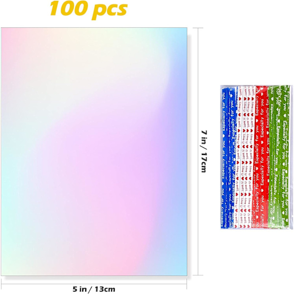 100 stk. Holografiske phane Treat Bags Klare Goodie Bags Iridescent