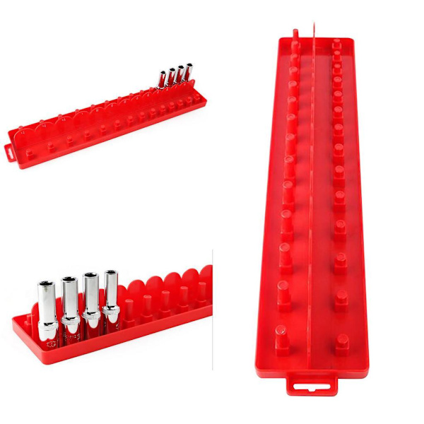 1/2 Socket Organizer Hållare Rack Sleeve Förvaringsfäste Verktygslåda Red Imperial L 1Set