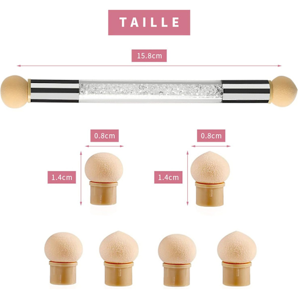 Nail Art Sponge Brush, Double Head Sponge Nail Brush Gradient Nai
