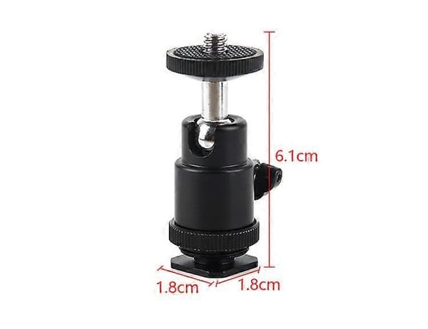 Mini kulehode med 1/4\" blitsskoadapter Kulehode stativhode Støtte stativkulehode for kameramonitor videolys 2-pakning
