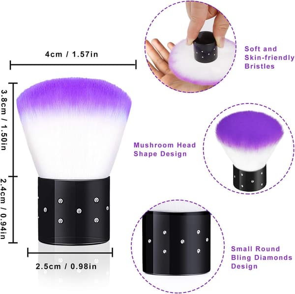 Nail Art Kort skaft Støvbørste Face Blush Børste 4 dele (lilla + blå) blue