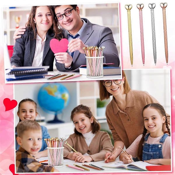 20 stk Valentinsdagpenner Hjerteformede Metallpenner Valentinsgaver Hjerte Dekorative Kulepenner for Festgaver Skole
