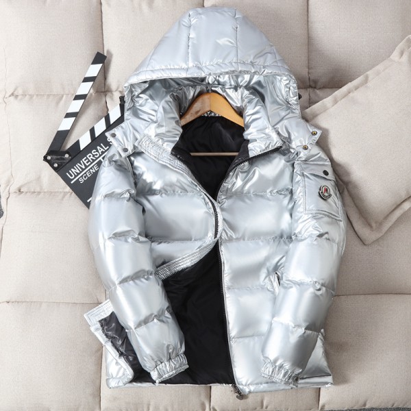 Lett skinn vinterjakke menn dame vanntett varm kåpe silver- XL