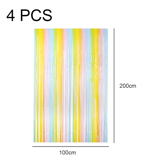 4-pakning regnbuefrynsgardin, bryllup, fødselsdag, Vertical bar gradient 2m
