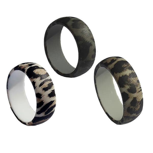 2x3 stk Leopardmønster Silikon Gummi Bryllupsfestringer Menn US Størrelse 8