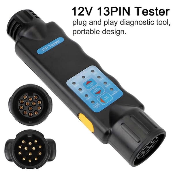12V 13-pins tilhenger tester diagnoseverktøy ledningssjekk lys testpluggkontaktadapter bil lastebil campingvogn tilbehør