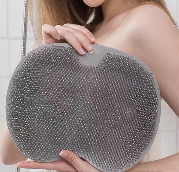 Multifunktionel brusemåtte, brusefodbørste, brusebørste til ryggen, lindrer effektivt træthed (grå, 30*21cm)