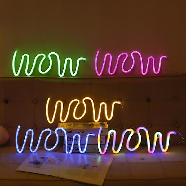 Wow Shape LED Neon Light Væghængt Bar Atmosphere Lights Warm Light