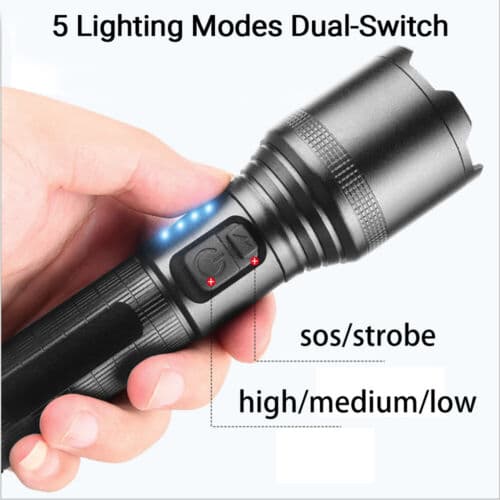 LED Superkirkas Zoom Taskulamppu Tehokas Retkeilylamppu Taskulamppu
