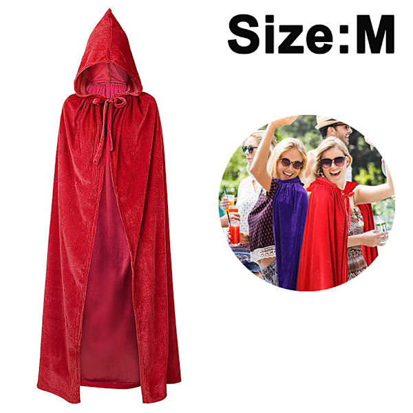 Hooded mantel Unisex vuxen mantel med huva Halloween jul Red M