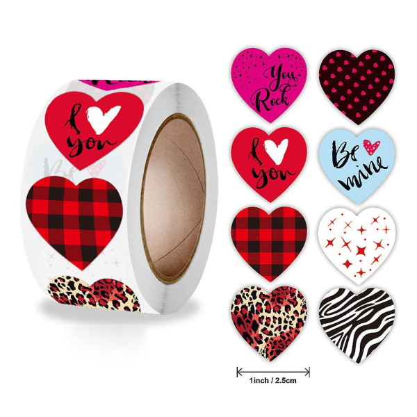 2X500st jul jule hånd i hånd kærlighed valentinsdag gave klistermærker tape (1 tomme-2,5 cm, lilla pink)