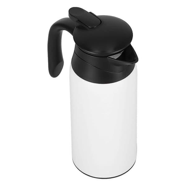 800 ml bærbar elektrisk bilkoker, vanndispenser til bil med hvit base, silikonforseglingsringlokk for reise, kokende vann, hvit