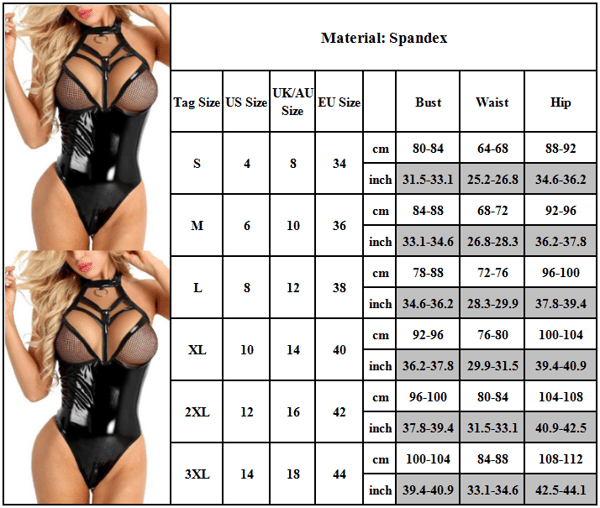 exiga underkläder för damer Babydoll One Piece Bodysuit Underkläder Black S