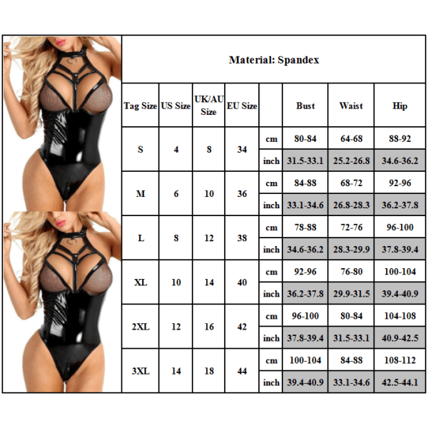 Sexiga underkläder för damer Babydoll One Piece Bodysuit Underkläder Black 3XL