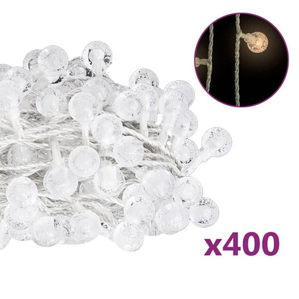 vidaXL Ljusslinga 40 m kulor 400 lysdioder varmvit 8 funktioner white