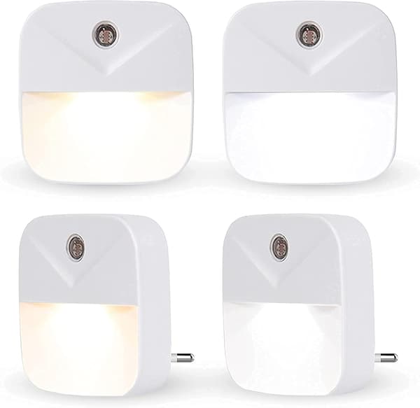4 LED nattlys elektrisk kabel 2 farger 2 kaldhvit 2 varmhvit