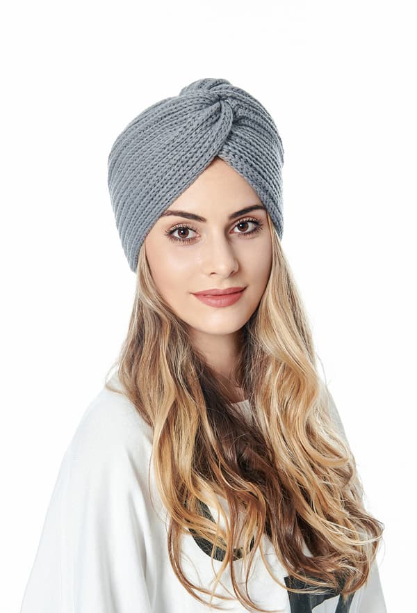 Hæklet hat til kvinder Hat til piger Hold varm hat Mode Høj kvalitet Efterår Vinter Crossover Hat Muslimske stil Uld Ren farve 4 stk (Beige+Pink+Lys G
