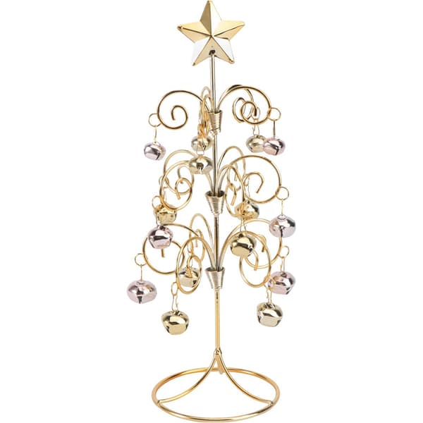 Smidesjärn julgran metall prydnad Display Stand Hållare whirling gold