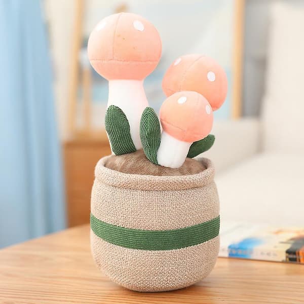 Svampplyschleksak, 9,8" blomkruka fylld Plyschplyschdocka light pink