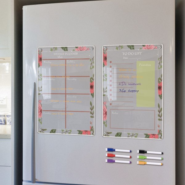 Akryl Magnetisk Ugeplanlægger Kalender til Køleskab Whiteboard null - TYU052 Large