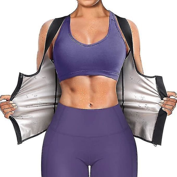 Badstue dress for kvinner waist trainer for dame svette linne Shaper for kvinner med glidelås Black L