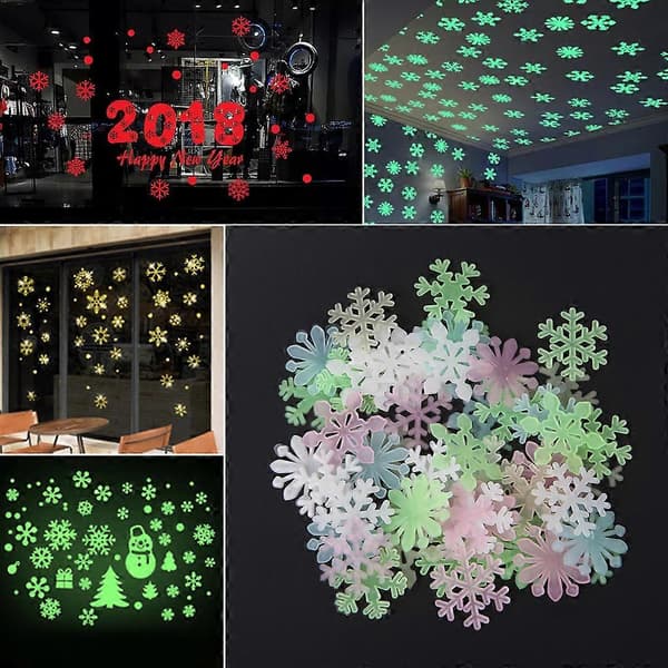 50 stk. 3D lysende snefnug, der lyser i mørket, til hjemmet, haven, fluorescerende mærkat