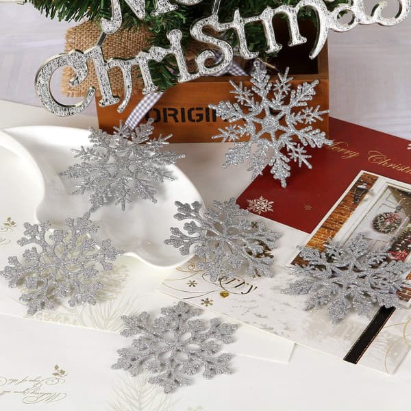 Plast Jul Glitter Snowflake Ornament Julgran