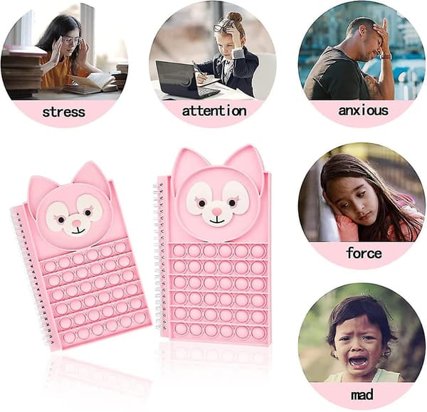 Fidget Popit Notebook Push Pop Bubble Fidget Sensoriska anteckningar för barn Skola Hem College Office2 Pack