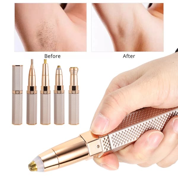 Kvinnor 4 i 1 ansiktshår Remove Razor Shaver Nose Eyebrow Trimmer Trichome