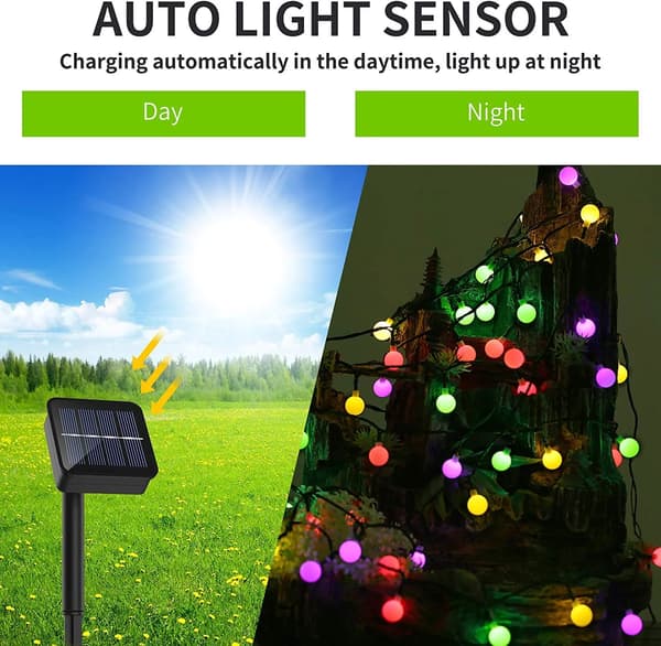 60 LED 10M Lyslenke Utendørs Solcelle 60 LED 10M Vanntett IP