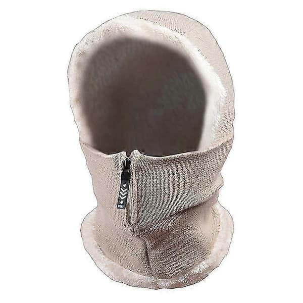 Vinterlue for kvinner Munnmaske Fleece Varm Strikket Lue 1 Stykke (beige)