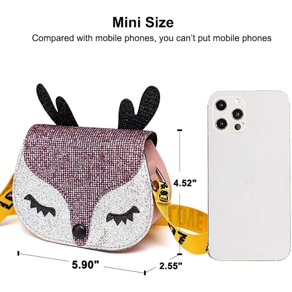 Söt ren handväska Crossbody axelväska med justerbara remmar Toddler Barnväska Presenter för små flickor (rosa) NO:8