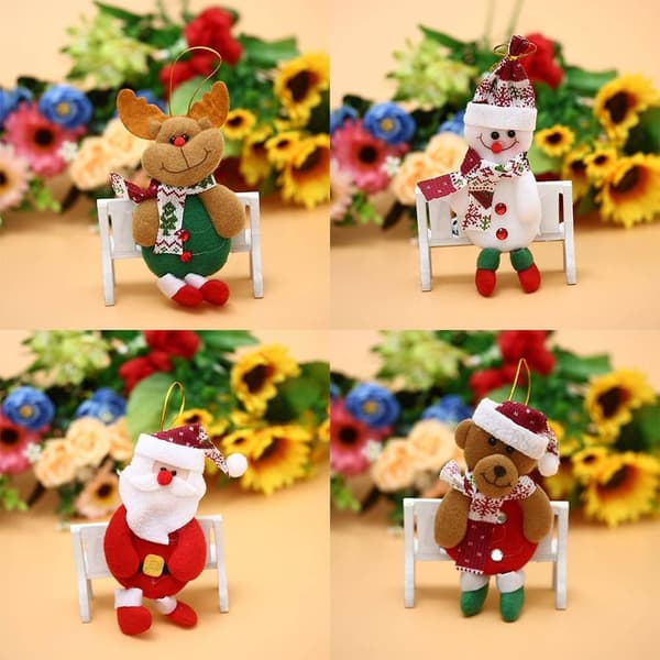 4st Xmas Tree Hängande Jul Plysch Docka Ornament ELK
