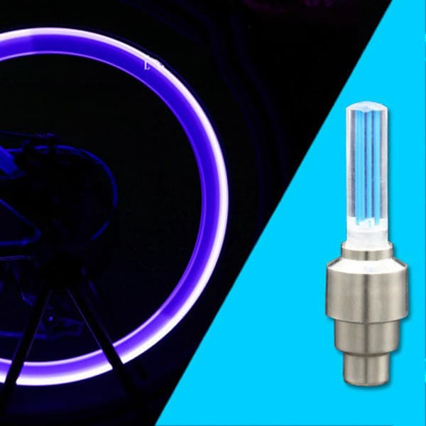 2 STK Motorcykel Hjul Lys Dæk Ventil Hætte Lampe Nat Ridning Dekoration Universal til Bil Cykel Blå