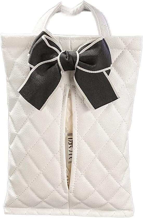 #Mini Bow Bil Affaldskurv - Hvid, 27cm x 18.5cm, Bilsæde Ryglæn Håndtag#