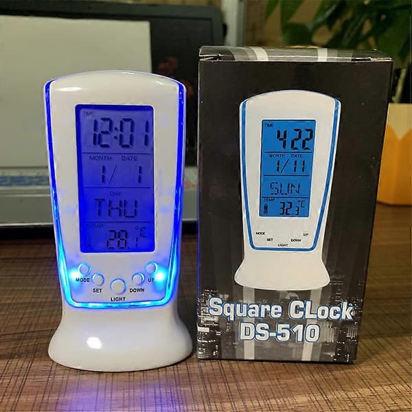 Mini Liten Väckarklocka LED Lysande Musiklarm Tyst Lat Elektro