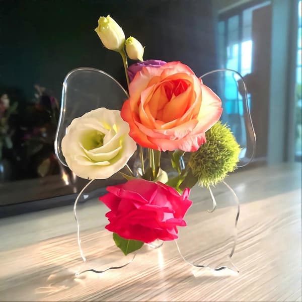 Fjärilsvas Transparent Akryl Blomvas Okrossbar Skrivbordsblomhållare för Hemmets Sidobord Matsalsbord Kontor