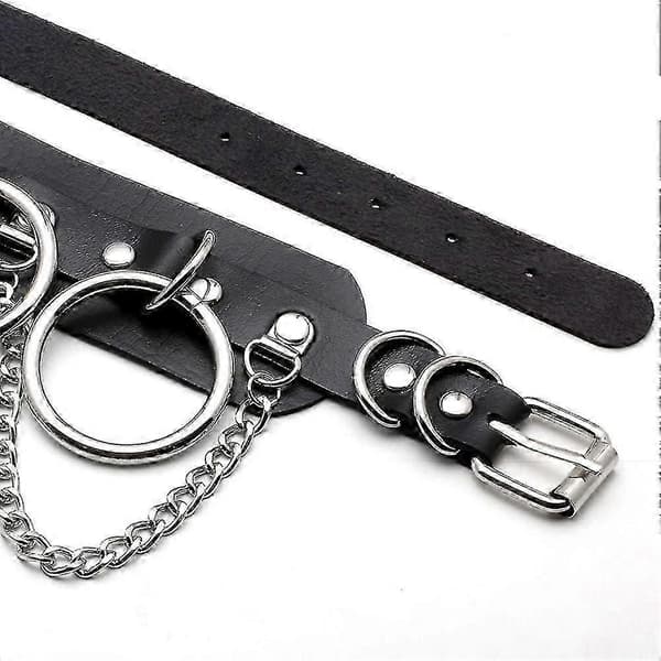 Läderhalsband för kvinnor, svart PU-läderhalsband