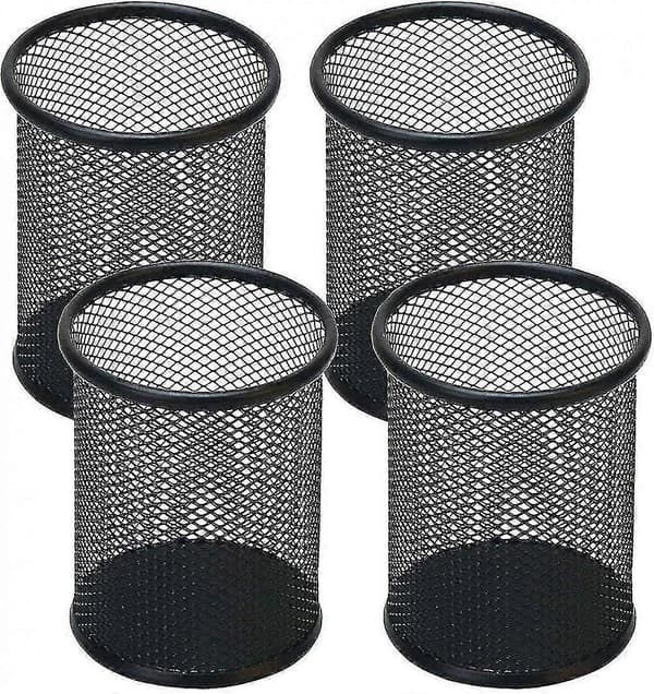 Pennholder Mesh Blyantholder For Skrivebord Kontor Penn Organizer 4 stk svart