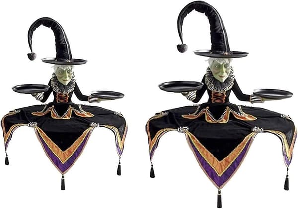 2st Halloween Witch Bordsserver Häxa Med Hatt Display Godiskål Stativ Tiered Brick Dessertställ