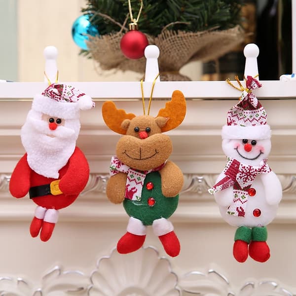 4st Xmas Tree Hängande Jul Plysch Docka Ornament SNOWMAN