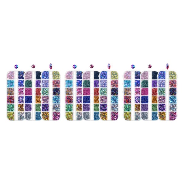 1/2/3/5 3-sett Tidløs Klassisk Neglekunst Strass Med Medium 3PCS
