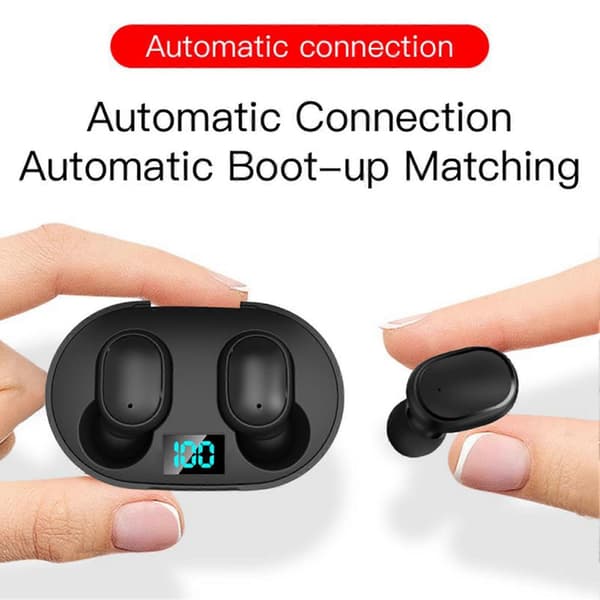 1 sæt E6S trådløse øretelefoner Bluetooth-kompatibel 5.0 Stereo Surround LED Power Digital Display Stabil forbindelse IPX4 Vandtæt øretelefon Spilkomponent Q
