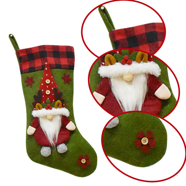 Julestrømpe, 3D Xmas-strømper for peishenging style 1
