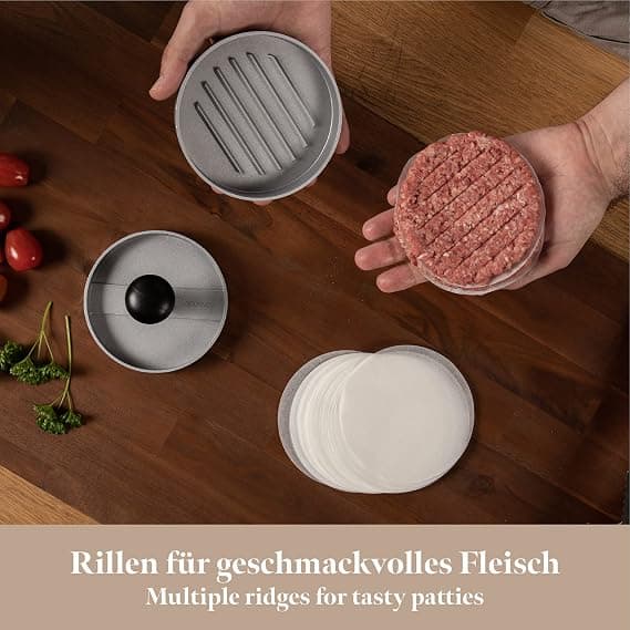 Svart håndtak stil (fargeboks) manuell non-stick hamburgerpresse
