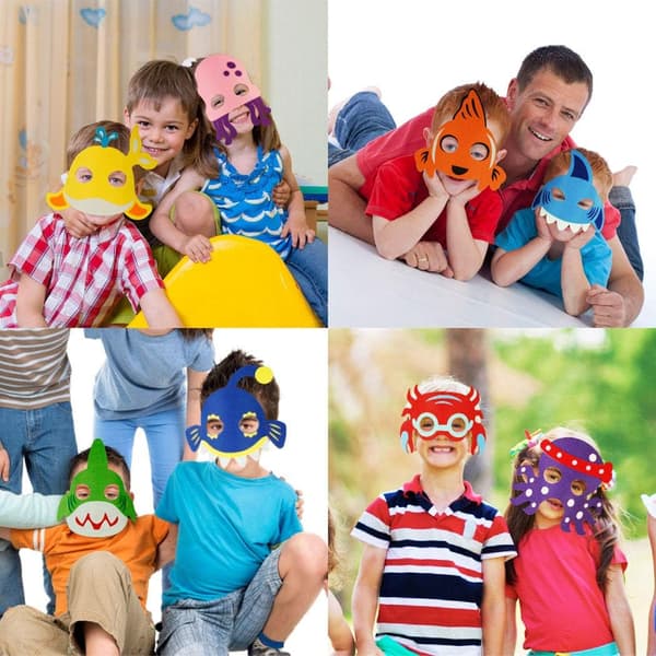 8 olika havsdjur filtmasker för födelsedagsfester för barn