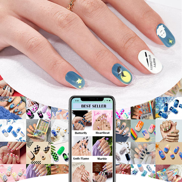 Falska naglar Långa falska naglar på naglar Resin Stick On Nails 12 style 4