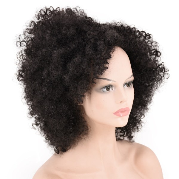 Kvinnor peruk afrikansk svart litet lockigt hår Afro W173